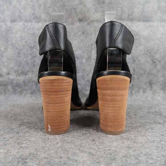 Steve Madden Shoes Womens 6 Booties Fashion Open Toe Ankle Strap Leather Black - Picture 5 of 13